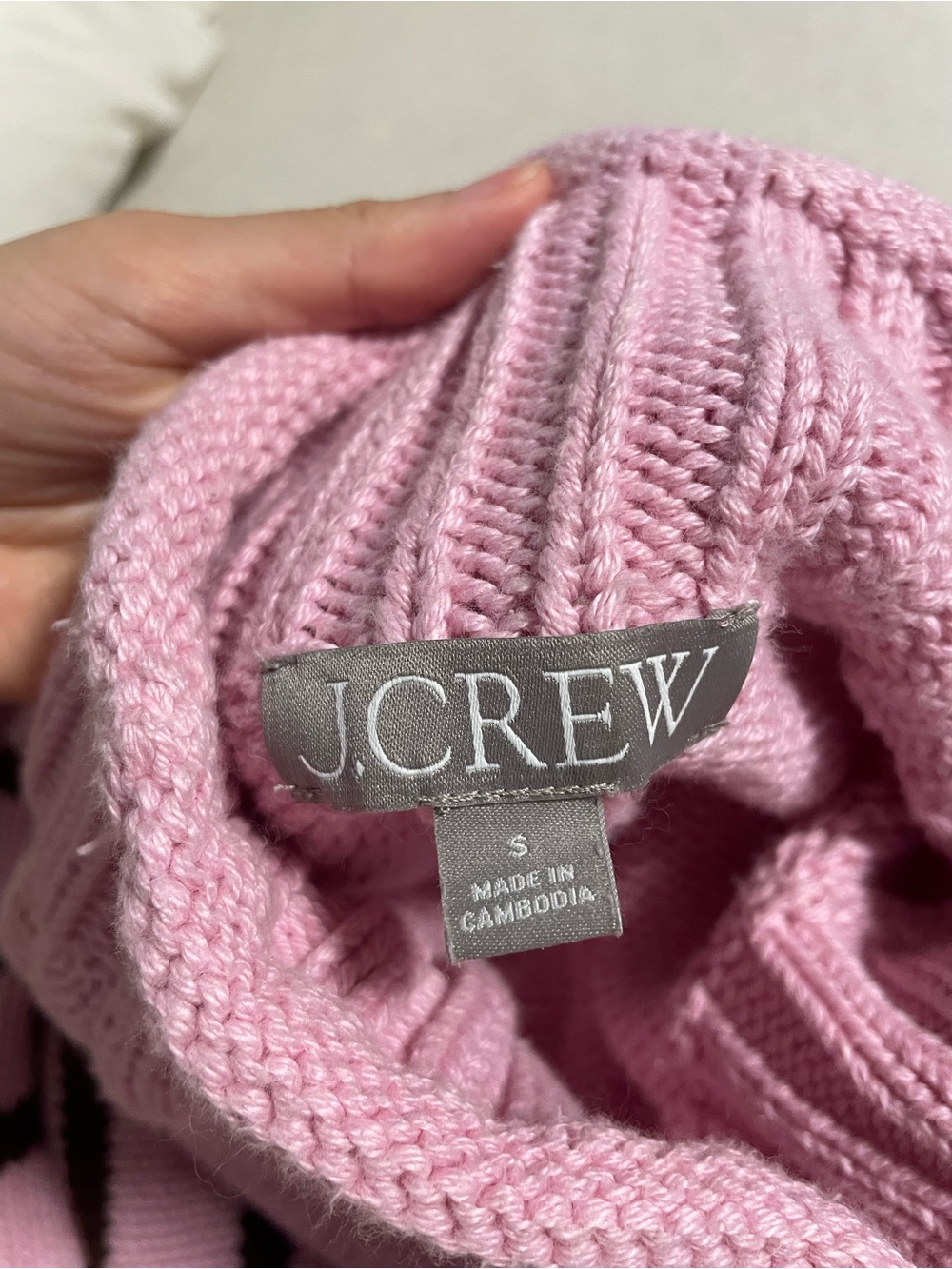 NWT J.Crew Women's 2025 Rollneck™ sweater in pink stripe Sz Small - Picture 3 of 4